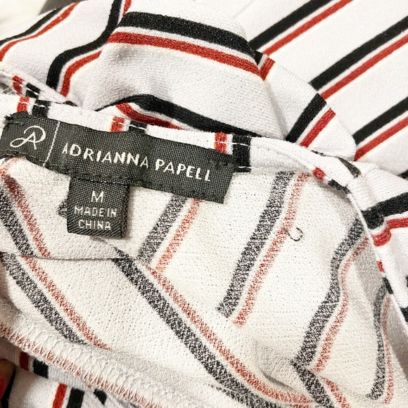 Adrianna Papell Quarter Bubble Sleeve Striped Blouse Gray Red Size Medium - Picture 4 of 8